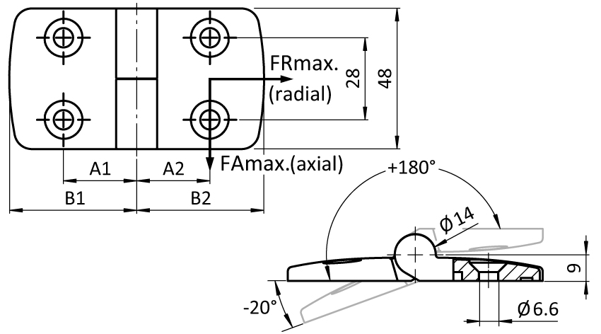 Stainless Steel Combi Hinge 45. Detachable - immagine 2
