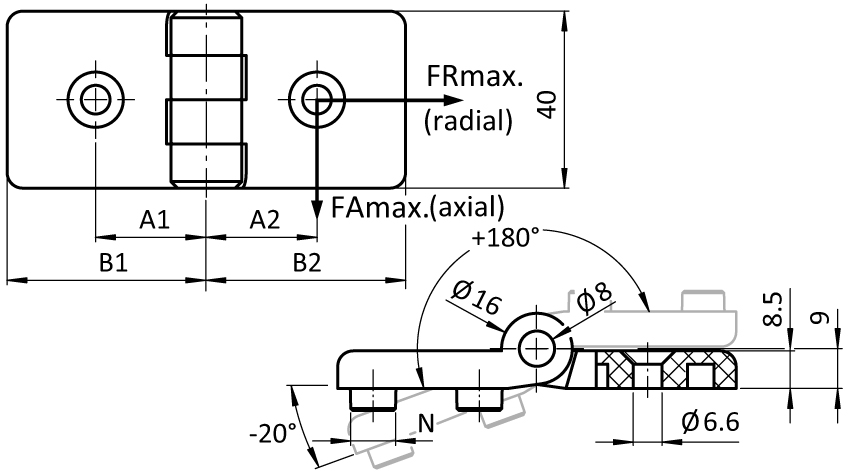 Heavy-duty Plastic Hinge 30. Black - immagine 2