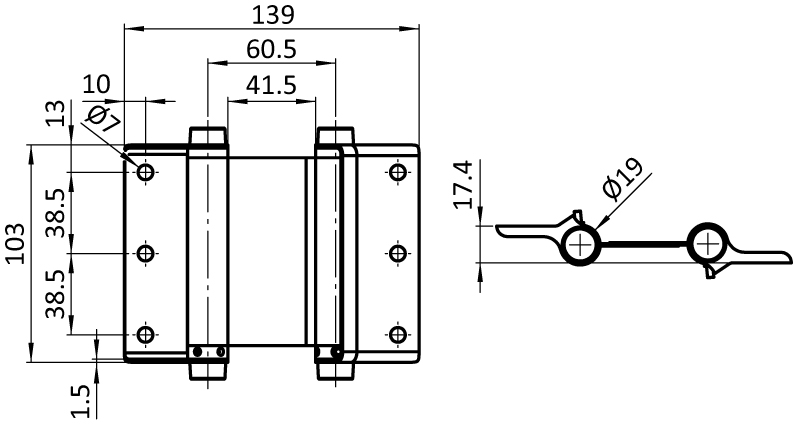 Swing Door Hinge SS 40 / 38 - 1.5" - immagine 2