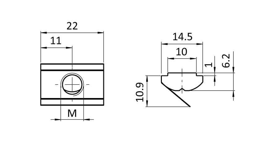 Roll-in T-slot Nut 14.5 x 6.2 mm with Spring Leaf - immagine 2