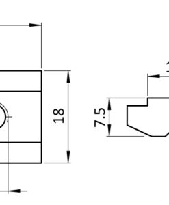 Alternative view of T-slot Nut 18.0 x 7.5 mm