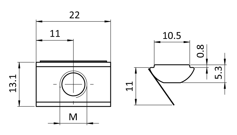 Roll-in T-slot Nut 13.1 x 5.3 mm with Spring Leaf - immagine 2