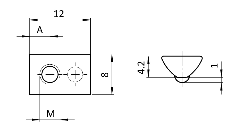 Roll-in T-slot Nut 8.0 x 4.2 mm with Spring Loaded Ball - immagine 2