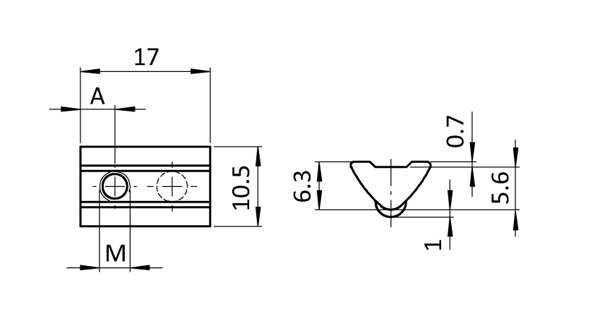 Roll-in T-slot Nut 10.5 x 5.6 mm with Spring Loaded Ball - immagine 2