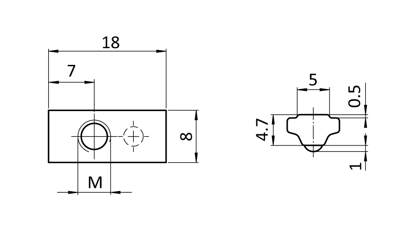 Roll-in T-slot Nut 8.0 x 4.7 mm with Spring Loaded Ball - immagine 2