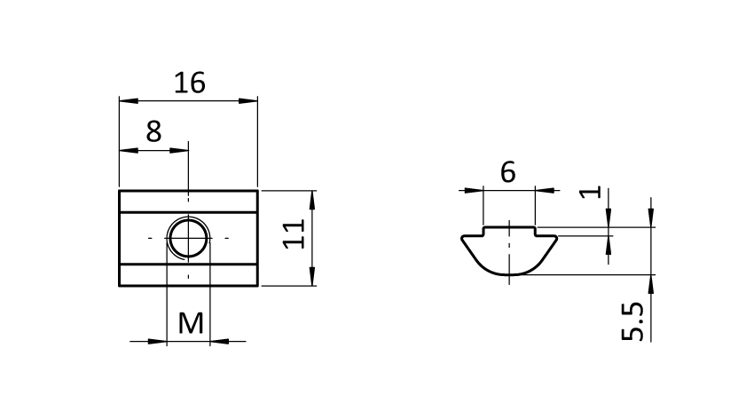 Roll-in T-slot Nut 11.0 x 5.5 mm - immagine 2