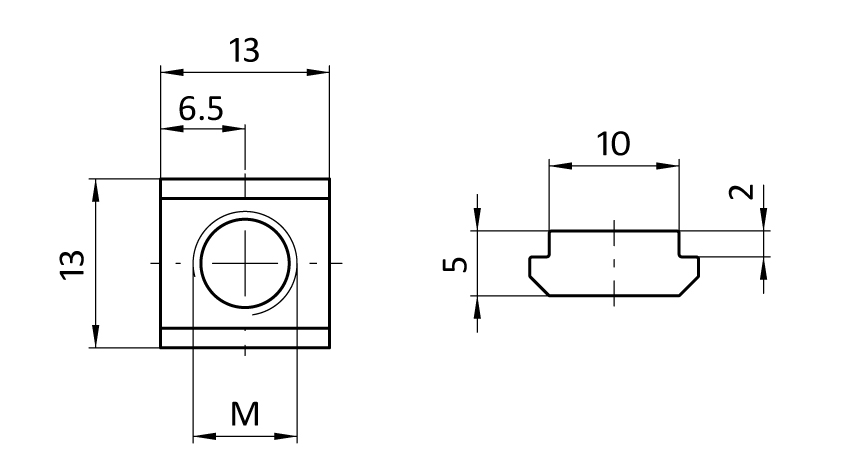 T-slot Nut 13.0 x 5.0 mm - immagine 2
