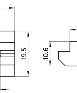 Alternative view of T-slot Nut 19.5 x 10.6 mm. Step Height 4.3 mm
