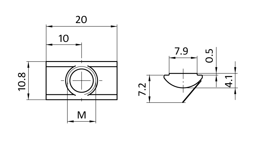 Roll-in T-slot Nut 10.8 x 4.1 mm with Spring Leaf - immagine 2
