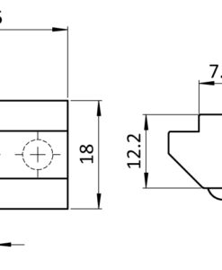 Alternative view of T-slot Nut 18.0 x 12.2 mm with Spring Loaded Ball