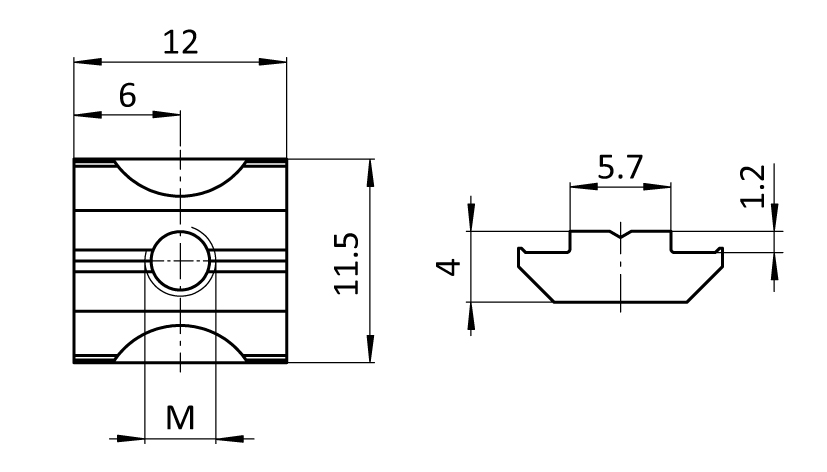 T-slot Nut 11.5 x 4.0 mm - immagine 2