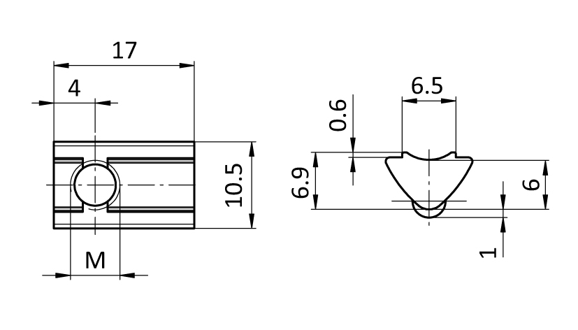 Roll-in T-slot Nut 10.5 x 6.0 mm with Spring Loaded Ball - immagine 2