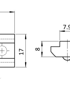 Alternative view of T-slot Nut 17.0 x 8.0 mm with Spring Loaded Ball