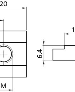 Alternative view of T-slot Nut 20.0 x 6.4 mm