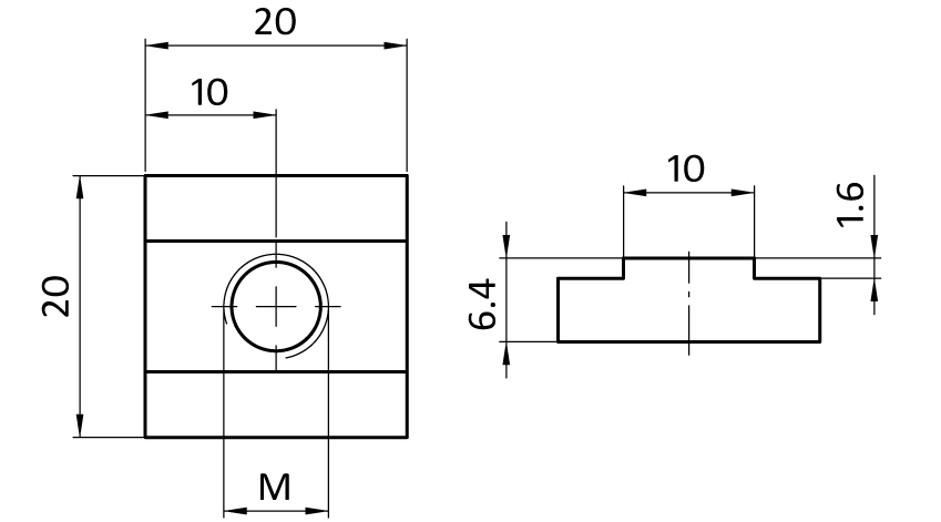 T-slot Nut 20.0 x 6.4 mm - immagine 2