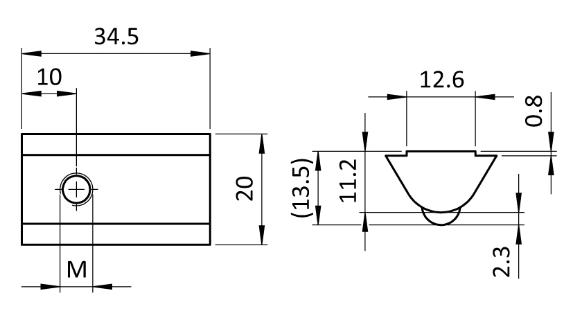 Roll-in T-slot Nut 20.3 x 11.2 mm with Spring Loaded Ball - immagine 2
