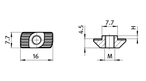 Hammer Nut Slot 8 with Turning Help. Step Height 1.5/3.0 mm - immagine 2