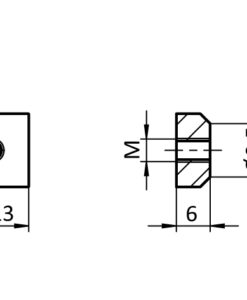 Alternative view of Roll-in Slot Nut 13.0 x 13.0 x 6.0 mm