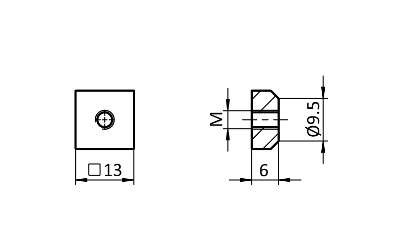 Roll-in Slot Nut 13.0 x 13.0 x 6.0 mm - immagine 2