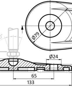 Alternative view of Extended Base 80 PA for Swivel Feet. Ball Joint 15