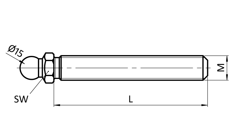 Threaded Rod SS Metric for Swivel Feet. Ball Joint 15 - immagine 2