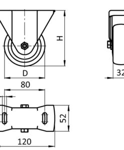 Alternative view of Fixed Caster Ø 80 / 100 / 125 with Mounting Plate 40 / 45