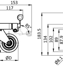 Alternative view of Fixed Caster with Lifting Foot