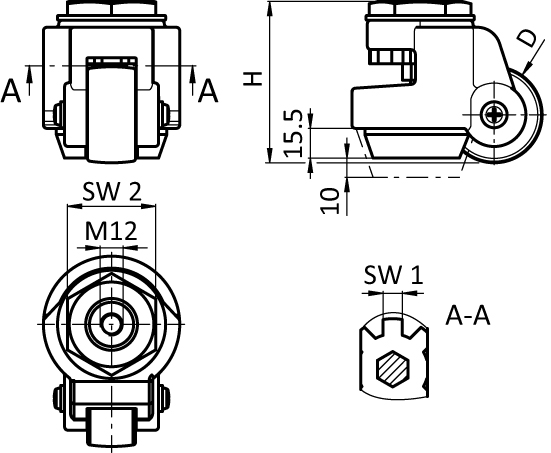 Leveling Caster with Bolt Hole Thread (Set) - immagine 2