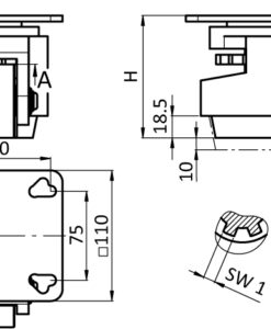 Alternative view of Leveling Caster with Mounting Plate 40 / 45
