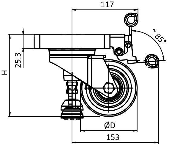 Swivel Caster with Lifting Foot - immagine 2