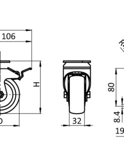 Alternative view of Swivel Caster Ø 80 / 100 / 125 with System Brake and Mounting Plate 40 / 45