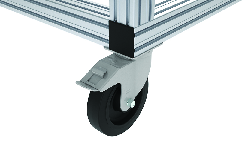Heavy-duty Swivel Caster Ø 200 with System Brake and Mounting Plate 40 / 45 - immagine 3