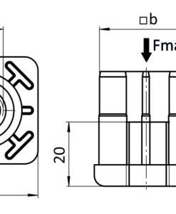 Alternative view of Threaded Bush for Square Tubes 50 x 50