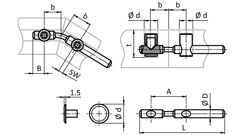 Central Butt Connector B 180° +/-45° - immagine 2
