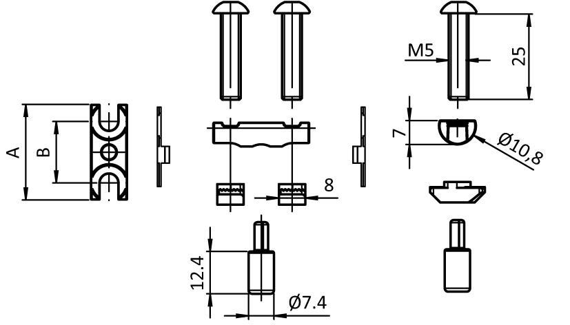 Bolt Connector. Slot 8 / D=11 - immagine 2