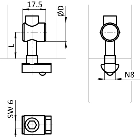 Bolt Connector I. Slot 8. Single Side - immagine 2