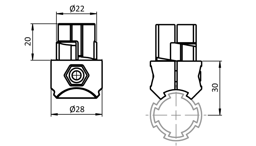 Inner T-Connector D28 (Set) - immagine 2