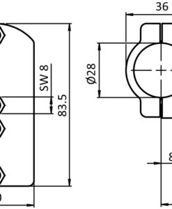 Alternative view of Mounting Clamp D28 (Set)
