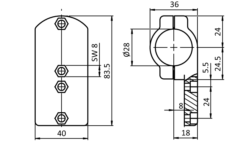 Mounting Clamp D28 (Set) - immagine 2