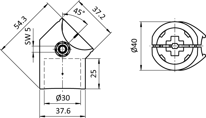 Angle Connector D30. 45° (Set) - immagine 2
