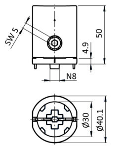 Alternative view of Outer T-connector D30 - Slot 8 (Set)