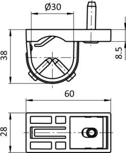 Alternative view of Top Clamp D30 (Set)