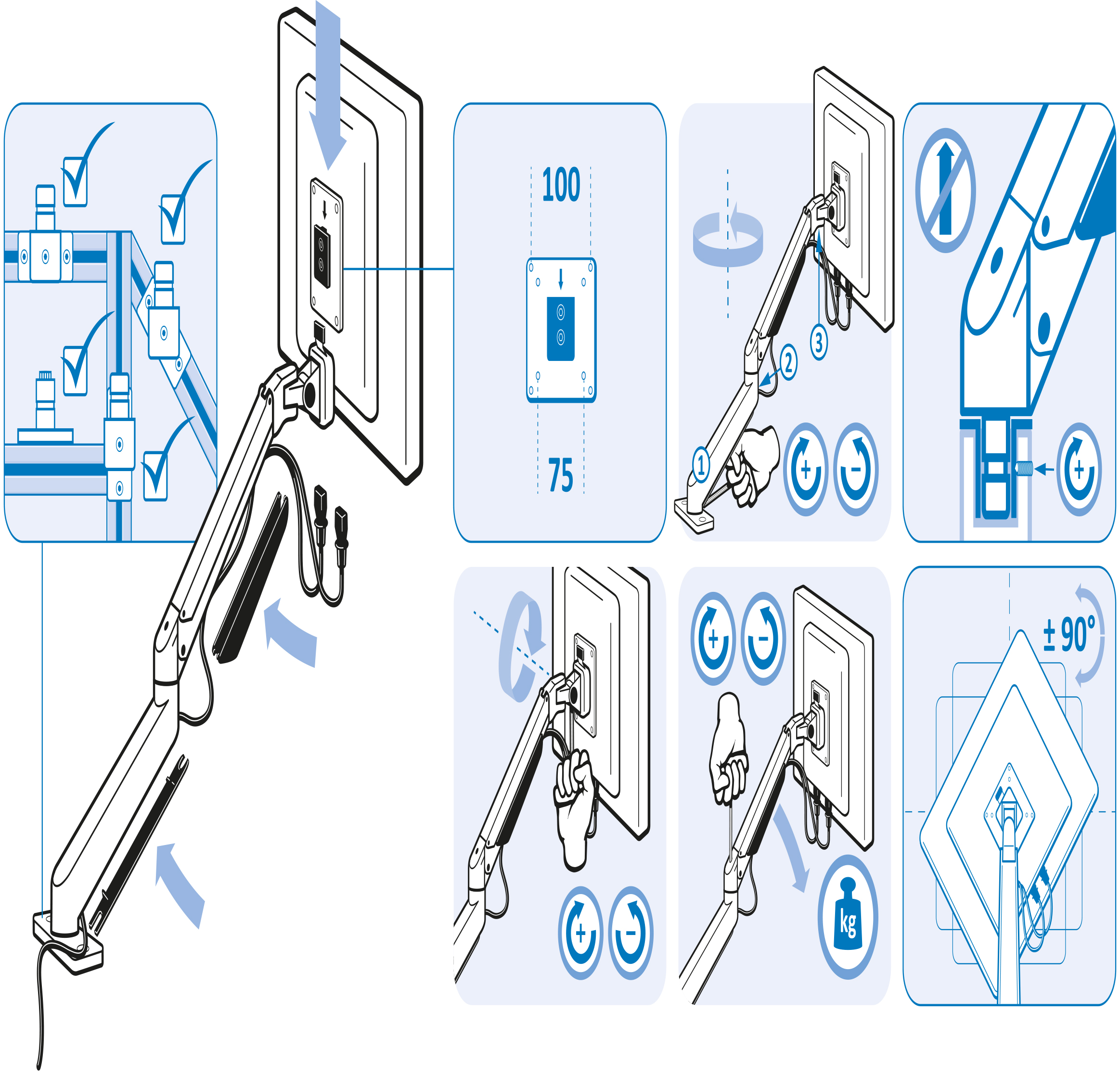 Monitor Support 5-axis. Height Adjustable (Set) - immagine 4