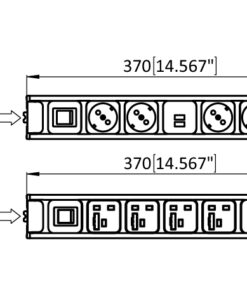 Alternative view of Power Strip Module F Line 370 6-way 4x + USB. Input switchable