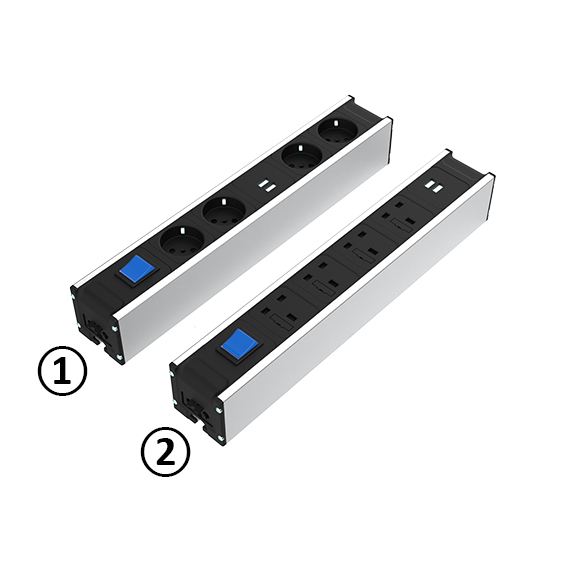 Power Strip Module F Line 370 6-way 4x + USB. Input switchable