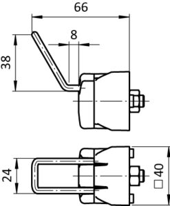 Alternative view of Tool Hook FX 7/38 - 24 for Profiles 40 / 45. Slot 8 / 10