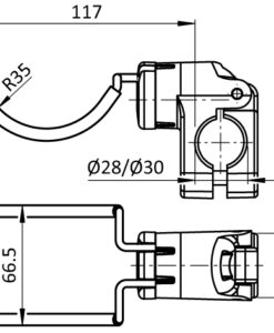 Alternative view of Tool Double Hook FX R35 - 67. Rubberized for Tubes D28 / D30