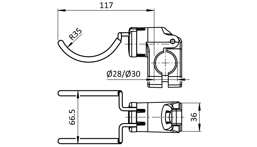 Tool Double Hook FX R35 - 67. Rubberized for Tubes D28 / D30 - immagine 2