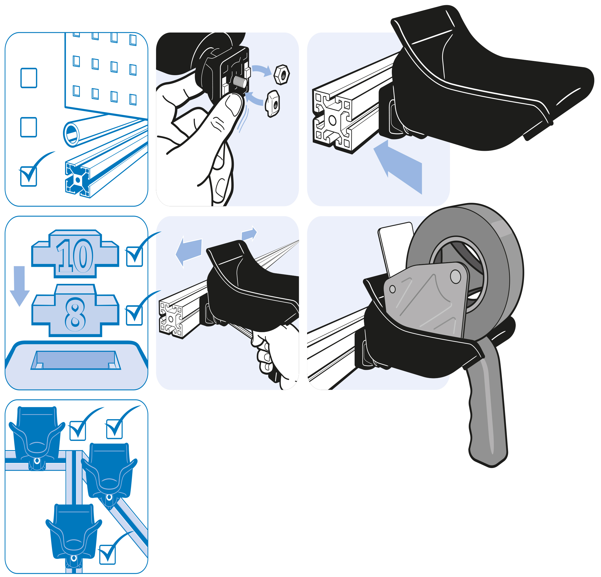 Packing Tape Hand Dispenser Holder FX for Profile 40 / 45. Slot 8 / 10 - immagine 4