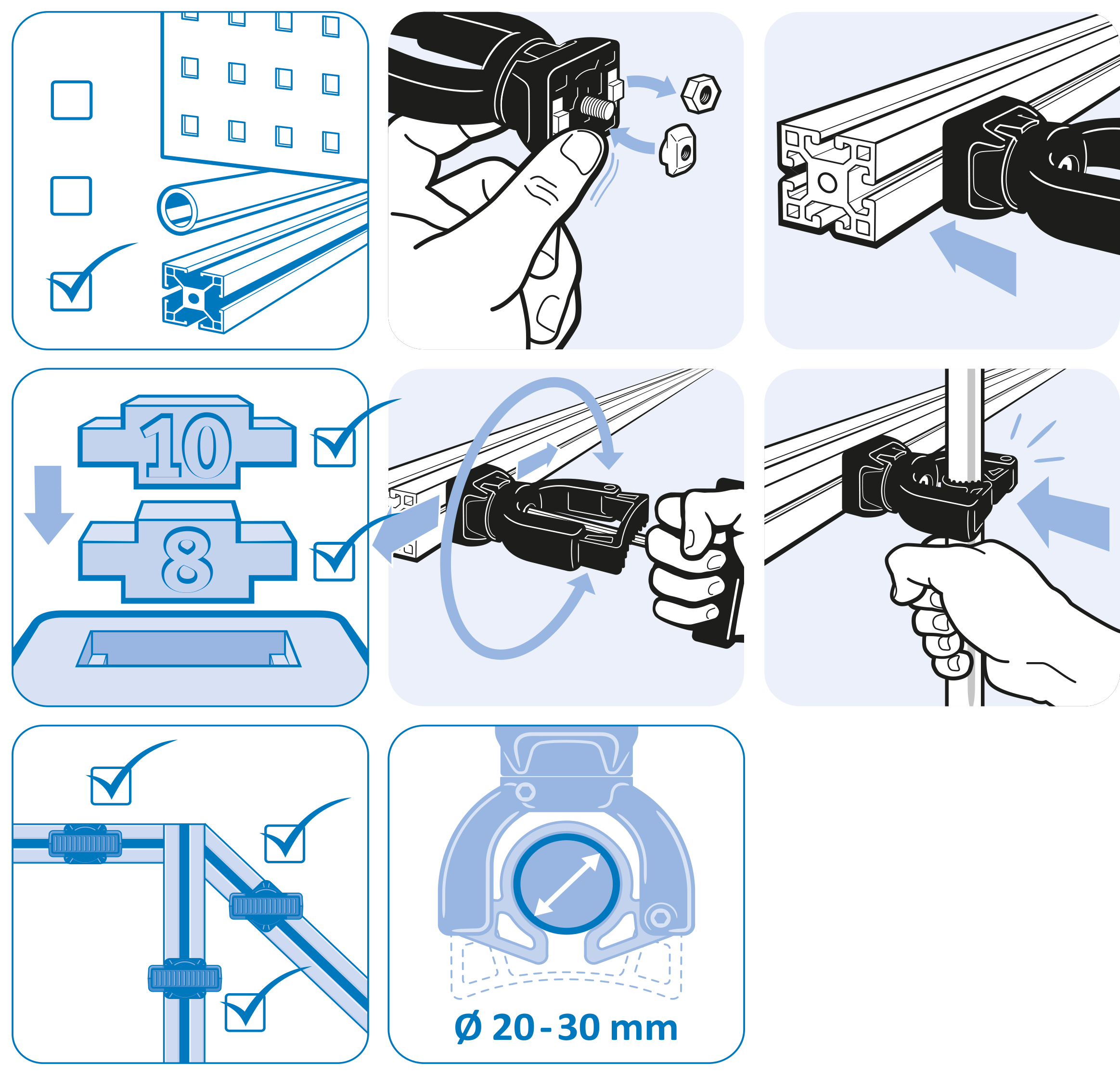 Broom Holder FLEX FX 20 - 30 for Profiles 40 / 45. Slot 8 / 10 - immagine 4